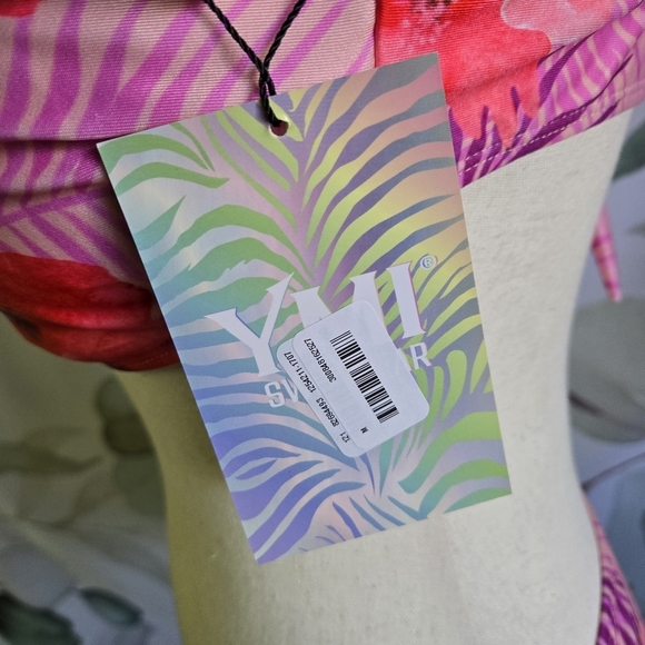 YMI | Bandeau Bikini in Purple Palms Print Sz M - Picture 7 of 16